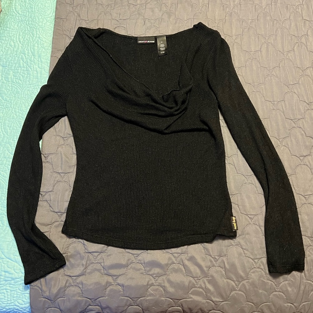 DKNY Jeans black droop neck sweater size medium